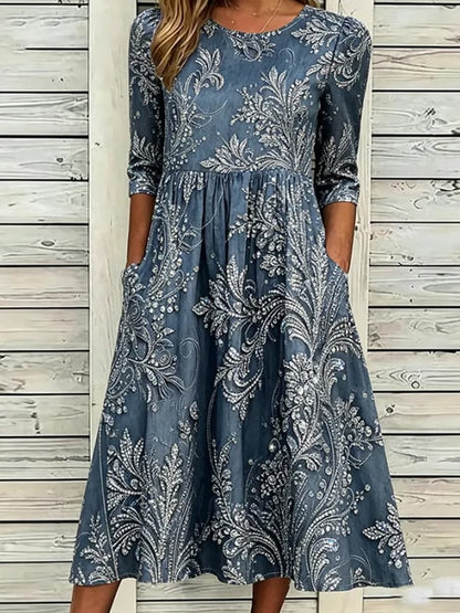 Women's  Floral Cotton-Linen Print Skirt