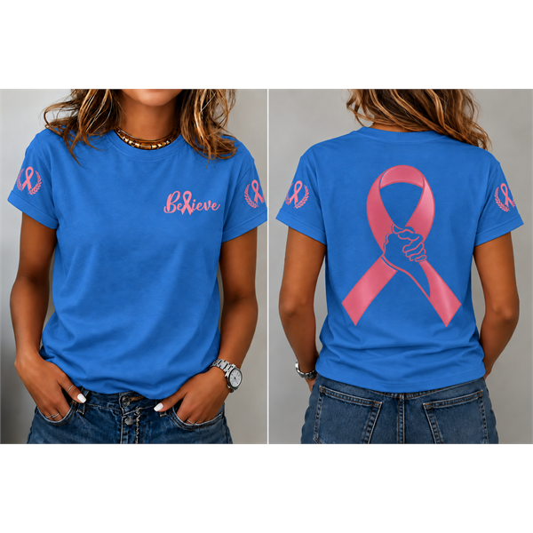 Women's"Believe"Breast Cancer Prevention and Awareness Casual T-shirt