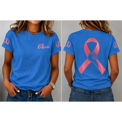 Women's"Believe"Breast Cancer Prevention and Awareness Casual T-shirt