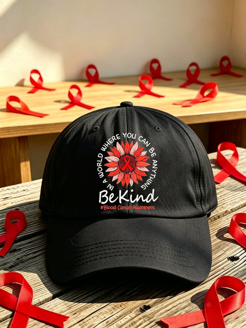 Unisex Blood Cancer Red Ribbon Health Awareness Printed Baseball Cap