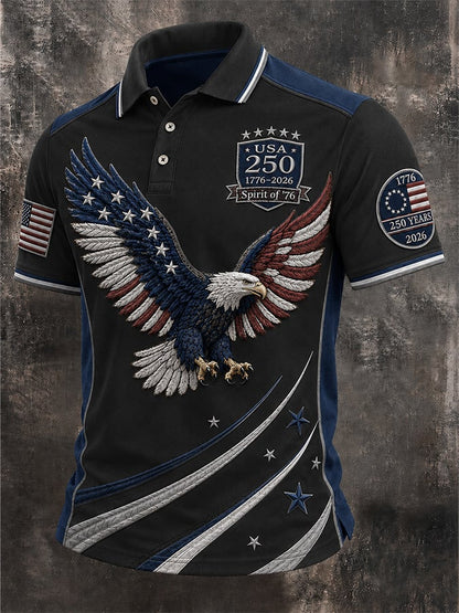 Men's Casual USA 250th Anniversary Print Polo Shirt