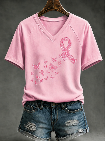Women'S Breast Cancer Promotion Printed Casual T-Shirt