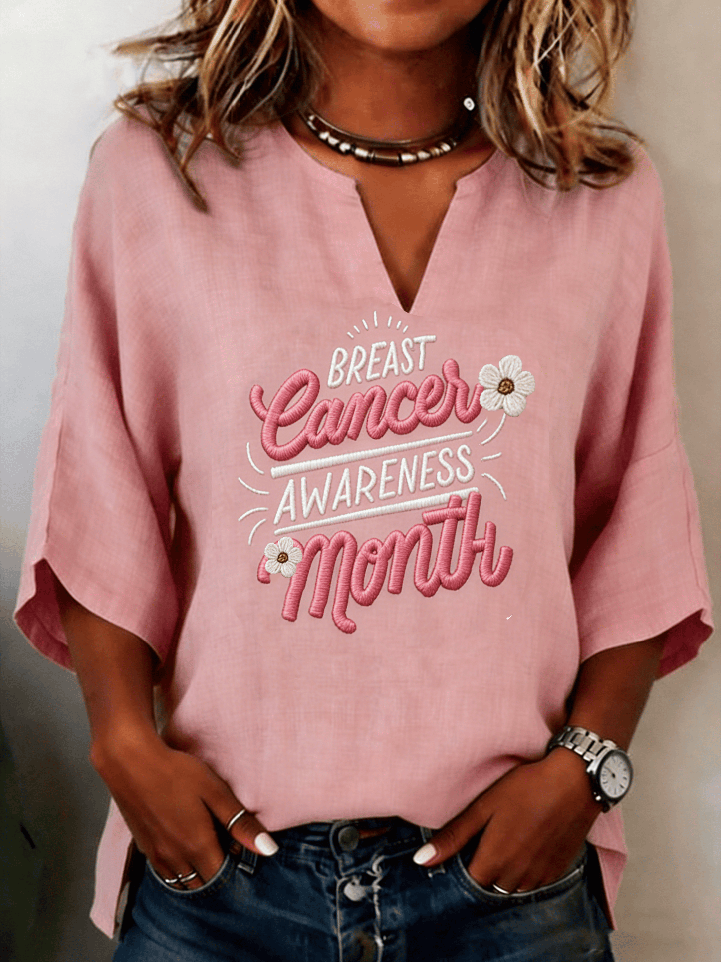 Women's Breast Cancer Awareness Print Shirt