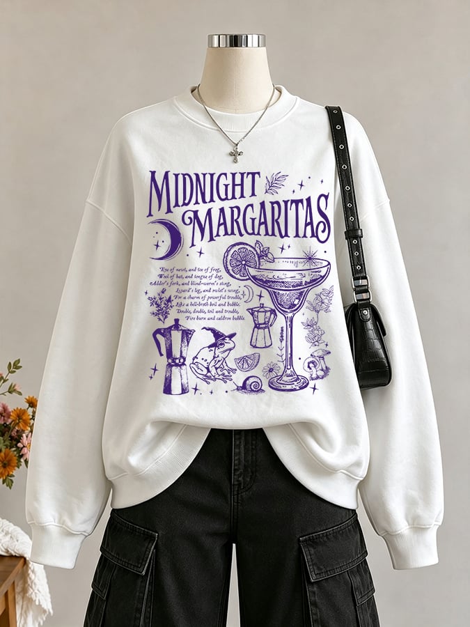 Women's Midnight Margaritas Print Casual Sweatshirt