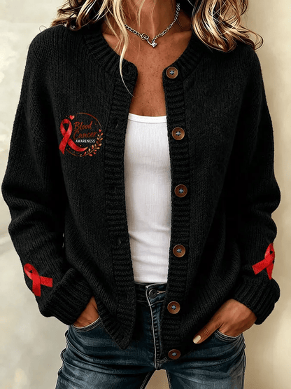 Women's Casual Printed Knit Cardigan