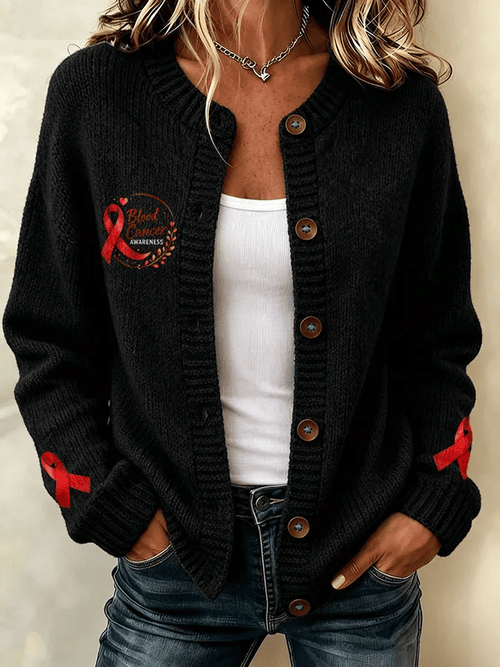 Women's Casual Printed Knit Cardigan
