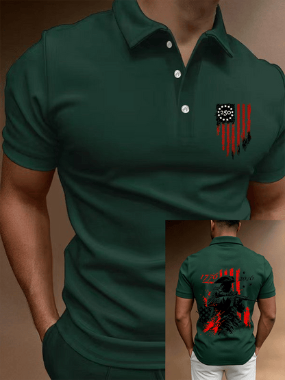 Men's 250th Anniversary Distressed American Flag 2-sided Polo Shirt