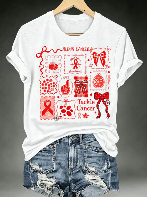 Women's Tackle Cancer Print T-Shirt