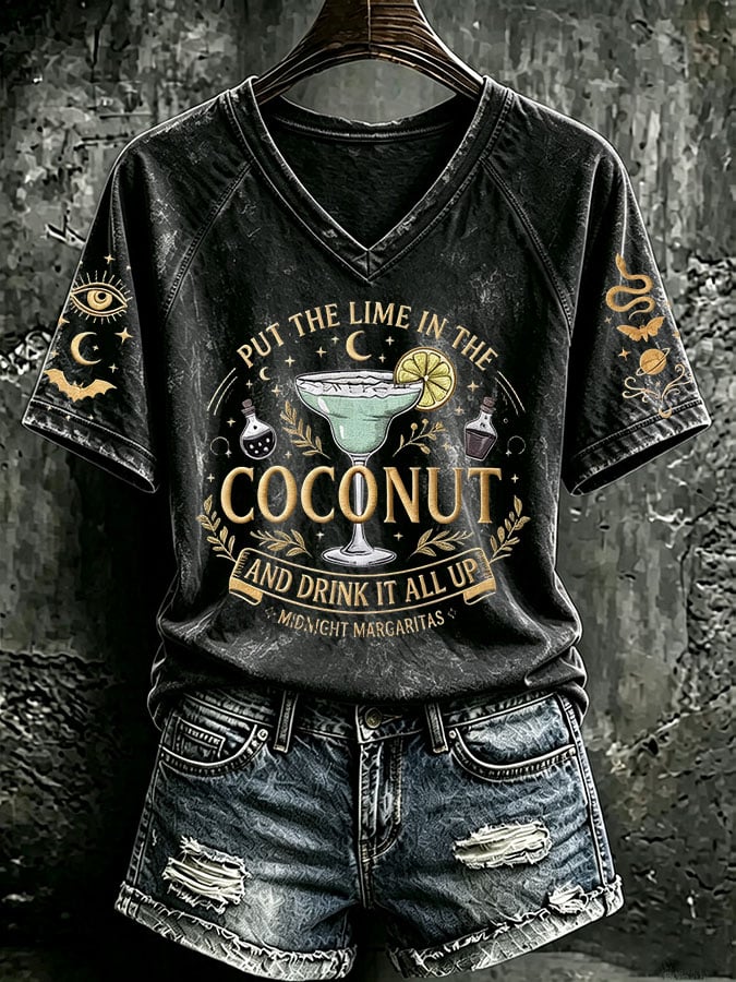 Women's Midnight Margaritas Print Casual T-shirt