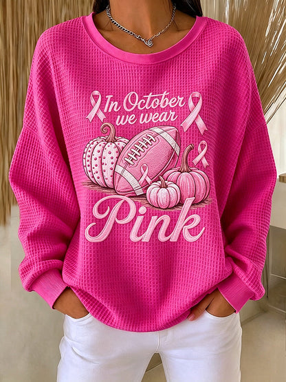 Women'S Pink Rugby Waffle Sweatshirt
