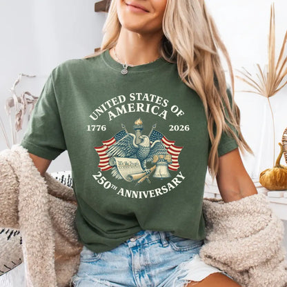 250th Anniversary Shirt, 4th of July T-Shirt, USA Flag Vintage Tee, Independence Day Shirt, Happy 250th Birthday USA