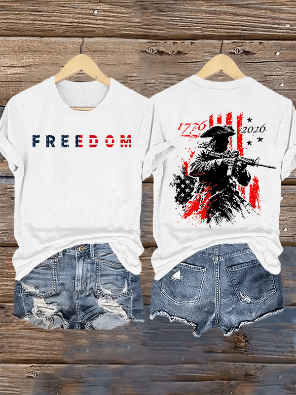 Women's  250th Anniversary Distressed American Flag 2-sided Shirt