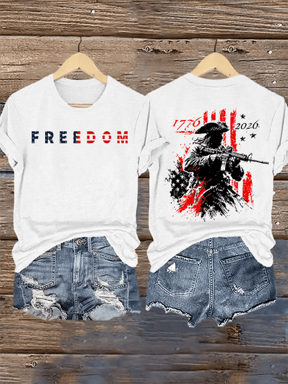 Women's  250th Anniversary Distressed American Flag 2-sided Shirt