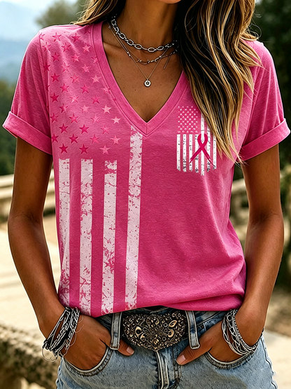 Women'S Breast Cancer Awareness Printed Casual T-Shirt