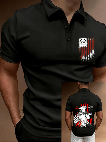 Men's 250th Anniversary Distressed American Flag 2-sided Polo Shirt