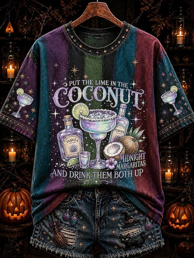 Women's Midnight Margaritas Print Casual T-shirt