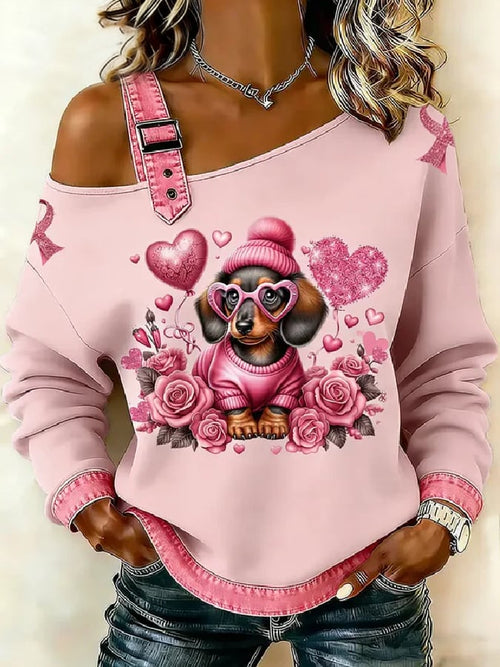 Women's casual animal print top for breast cancer awareness