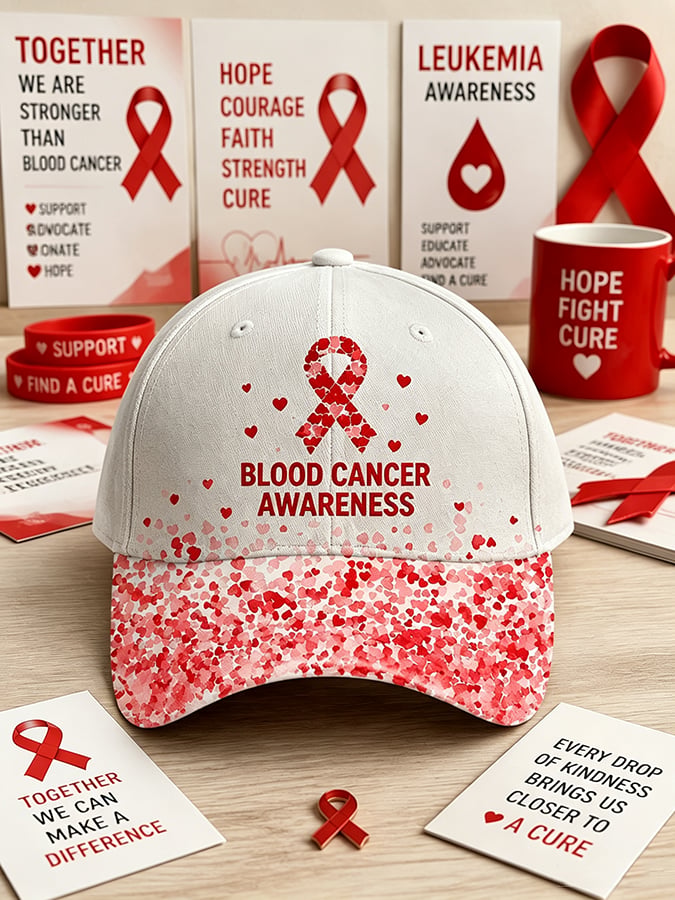 Unisex Blood Cancer Print Baseball Cap