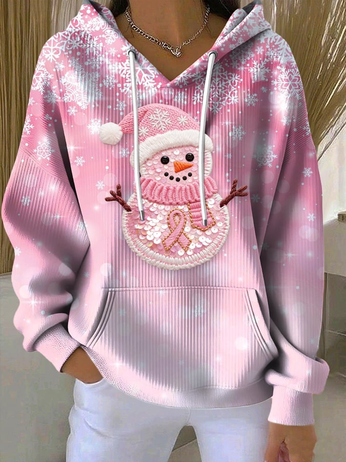 Women's casual pink snowman sweatshirt