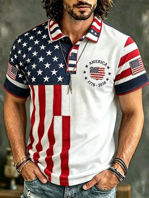 Men's 250th Anniversary Printed Casual Polo Shirt