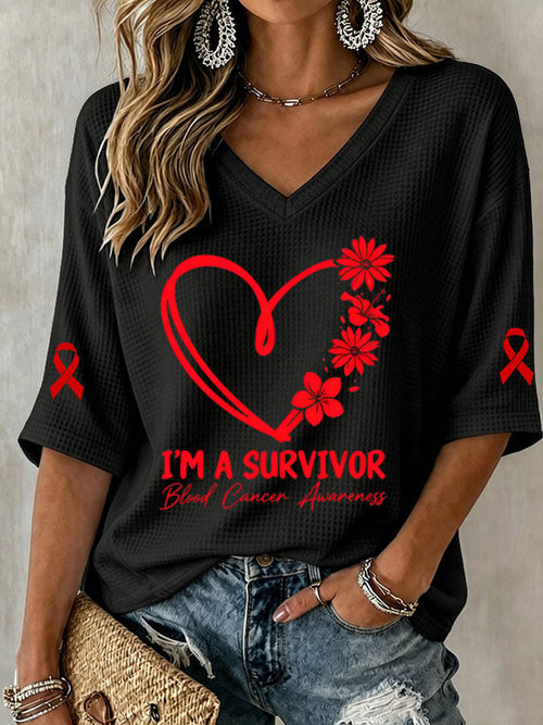 Women's Casual Printed Waffle Top
