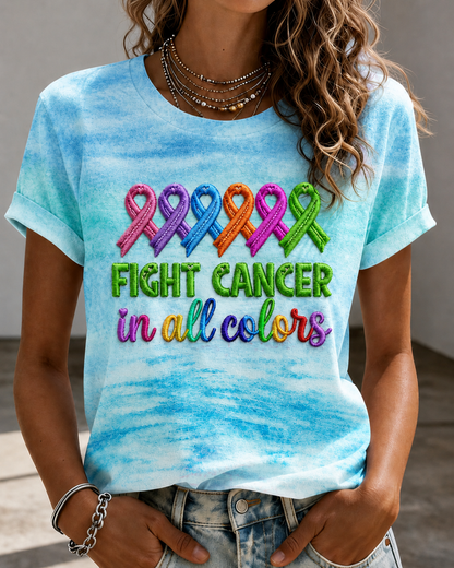 Women'S Breast Cancer Awareness Printing Short Sleeved T-Shirt