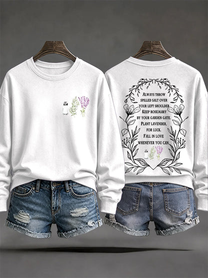 Women's Always Throw Spilled Salt Over Your Left Shoulder Print Casual Sweatshirt