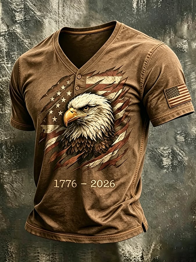 Men's 250th Independence Day Commemorative  Freedom・Courage・Pride Printed Top
