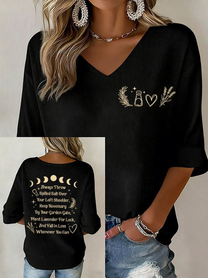Women's Always Throw Spilled Salt Over Your Left Shoulder Print V Neck Top