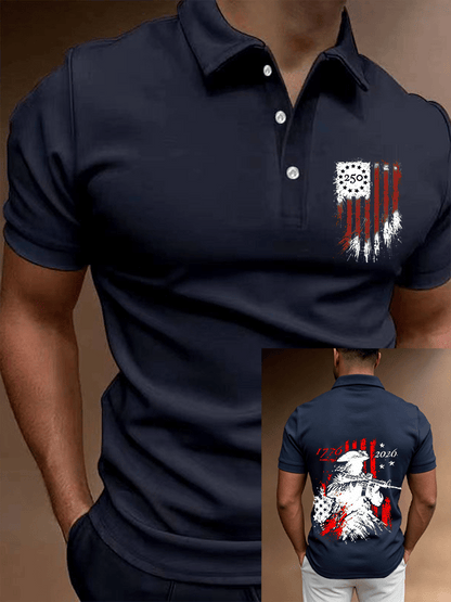 Men's 250th Anniversary Distressed American Flag 2-sided Polo Shirt