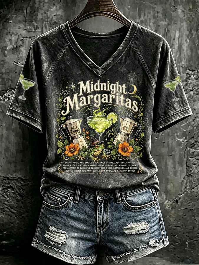 Women's Midnight Margaritas Print Casual T-shirt