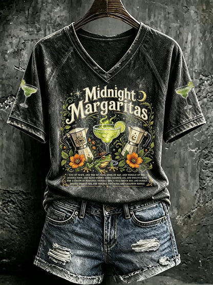 Women's Midnight Margaritas Print Casual T-shirt