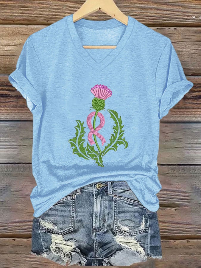 Women's Breast Cancer Printed Casual T-Shirt