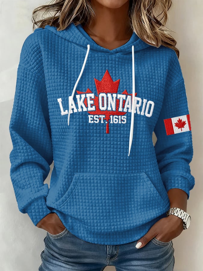 Retro Lake Ontario Est 1615 Print Hoodie