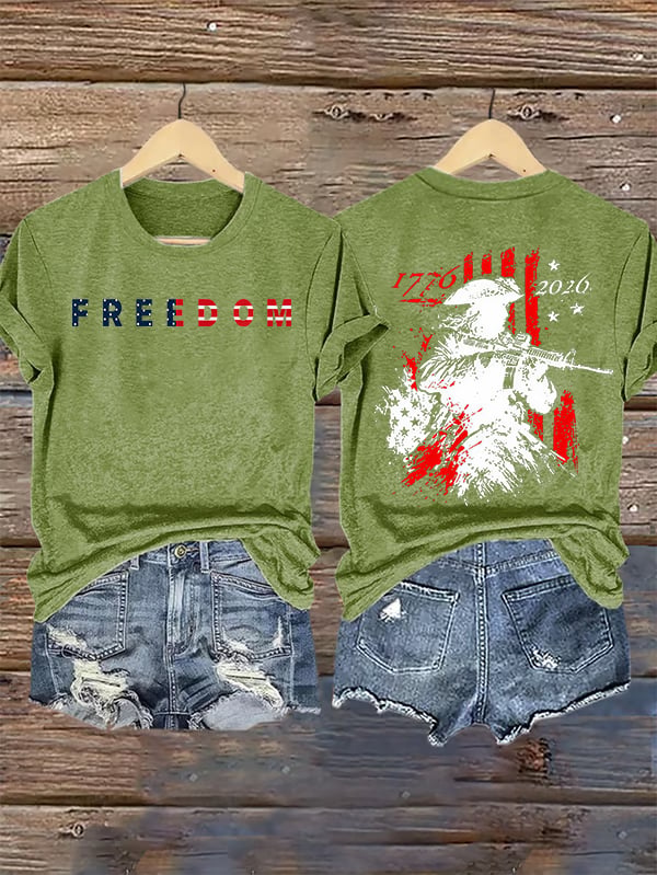 Women's  250th Anniversary Distressed American Flag 2-sided Shirt