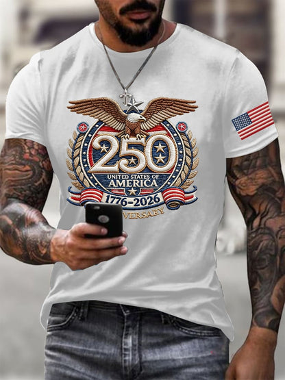Men's 250th America Anniversary Casual Printed T-Shirt