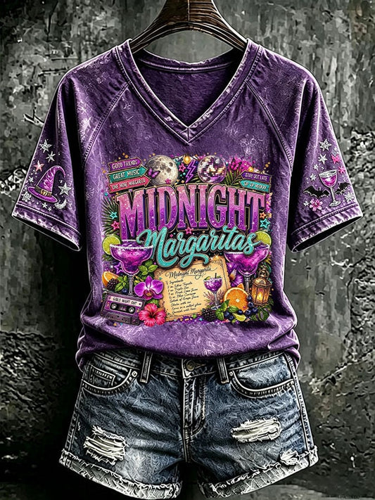 Women's Midnight Margaritas Print Casual T-shirt