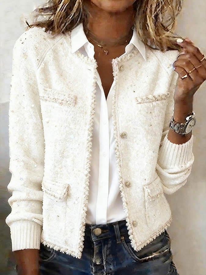 Women'S Solid Color Sequined Jacket