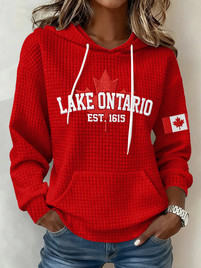 Retro Lake Ontario Est 1615 Print Hoodie
