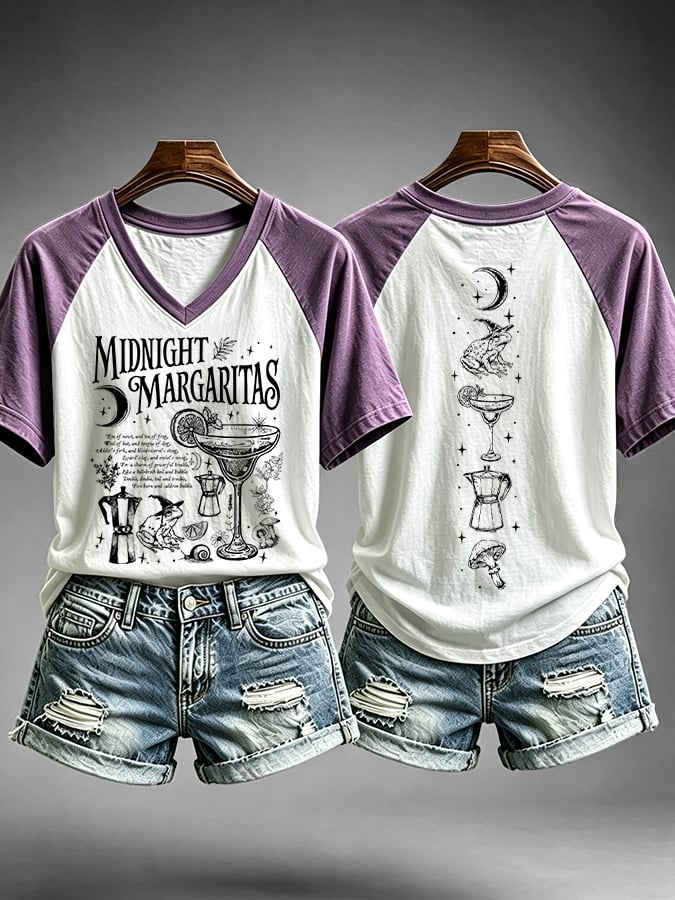 Women's Midnight Margaritas Print Casual T-shirt