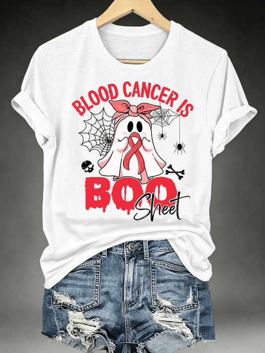 Women's BLOOD CANCER IS BOO SHEET Print T-Shirt