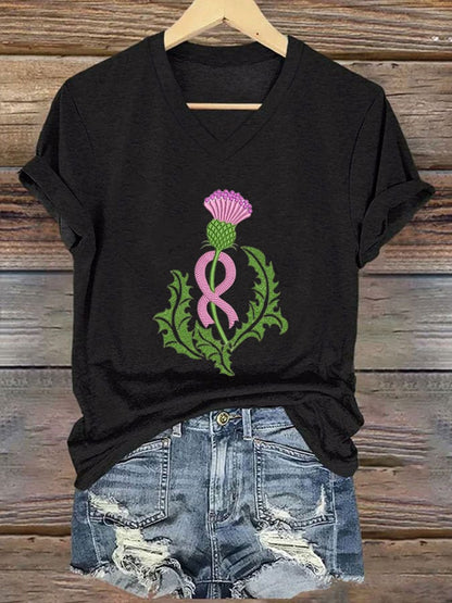 Women's Breast Cancer Printed Casual T-Shirt