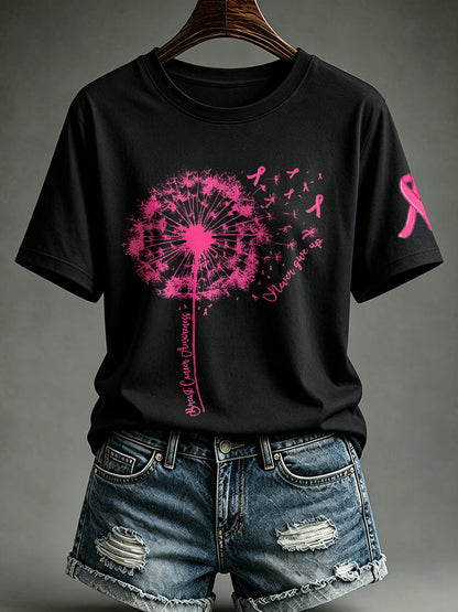 Women's Never Giver Up Printed Casual T-Shirt