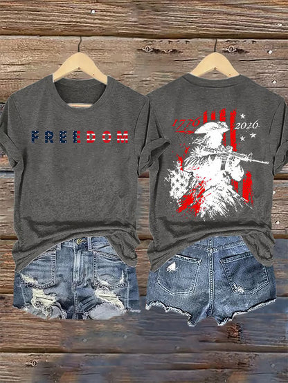 Women's  250th Anniversary Distressed American Flag 2-sided Shirt