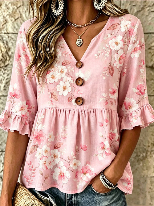 Women's Vintage-Style Printed Top