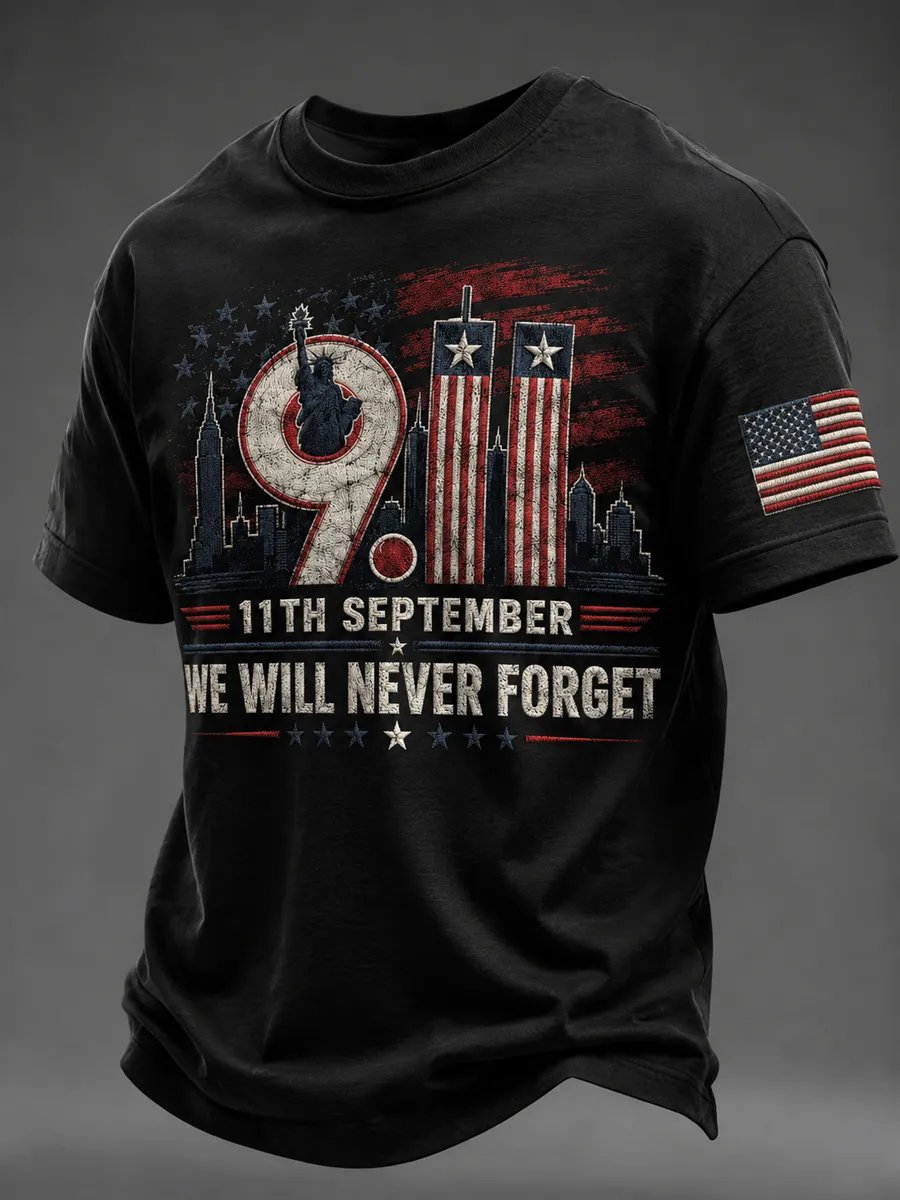 Men's 9.11 Never Forget Printing  T-Shirts