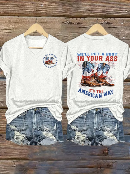 Women's V-neck We’ll put a boot in your ass it’s the American Way T-Shirt