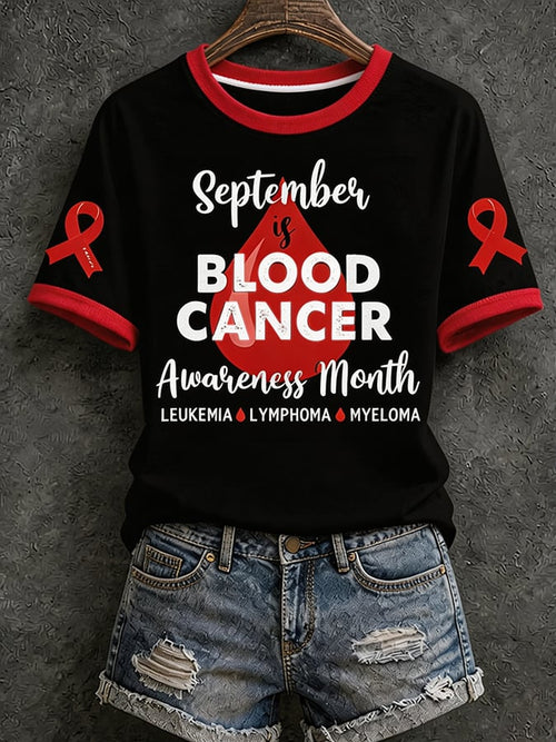 Women'S Blood Cancer Awareness Printed T-Shirt