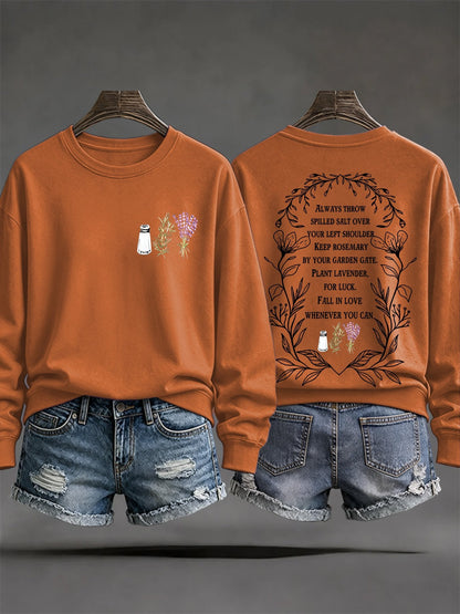Women's Always Throw Spilled Salt Over Your Left Shoulder Print Casual Sweatshirt