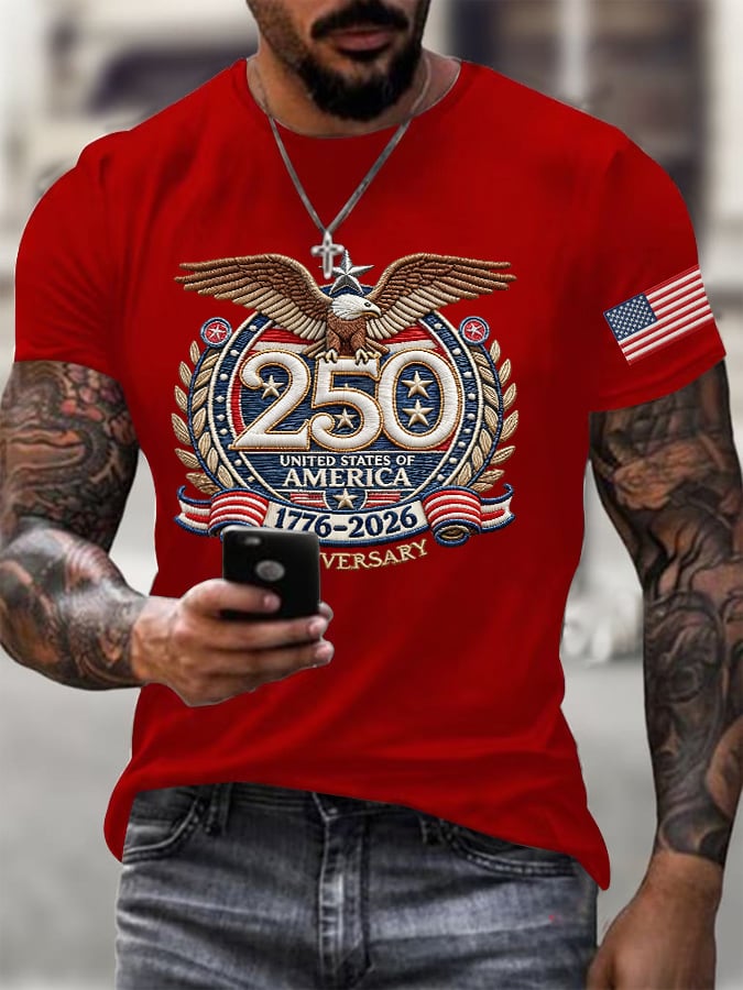 Men's 250th America Anniversary Casual Printed T-Shirt